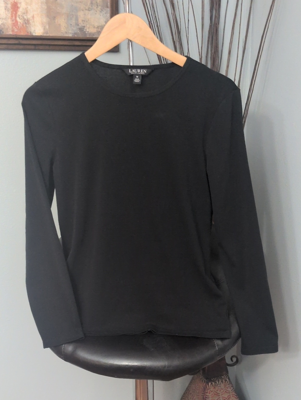 Ralph Lauren Black Long Sleeve Crewneck Top